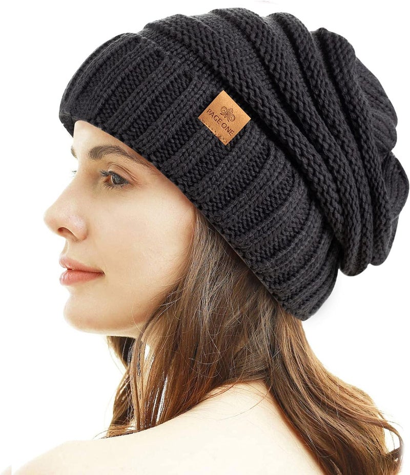 PAGE ONE Womens Winter Beanie Warm Cable Knit Hat Style Stretch Trendy Ribbed Chunky Cap - Image 1